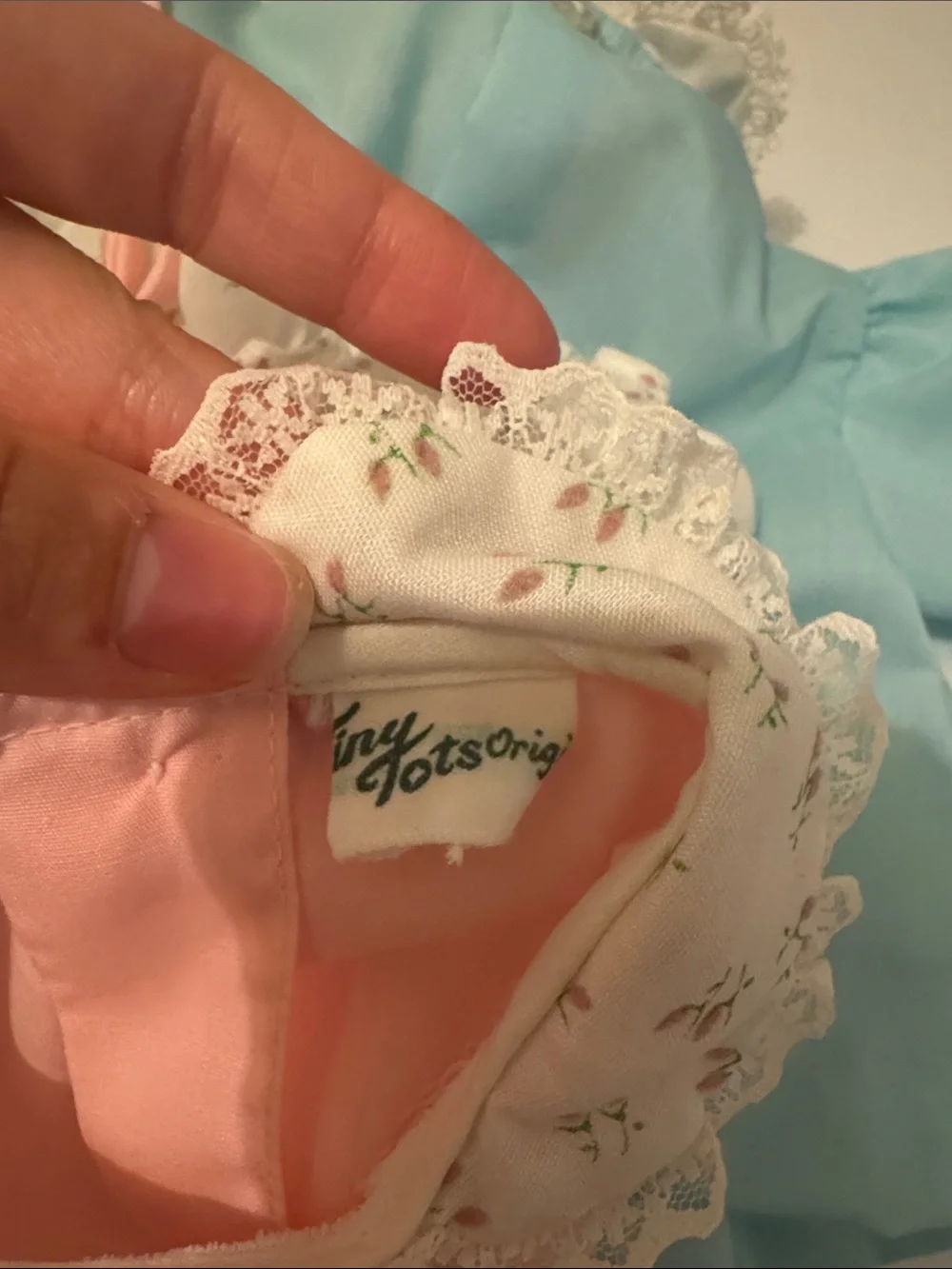 Vintage Blue and Pink Newborn Tops Embroidered Set